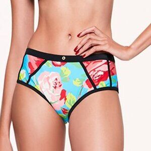 Betsey Johnson Womens Framed Flowers Hipster Swim Bottom Swimwear